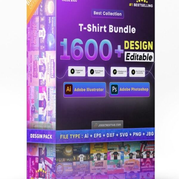 T-Shirt Design Mega Pack – 1600+ Customizable Graphics Design